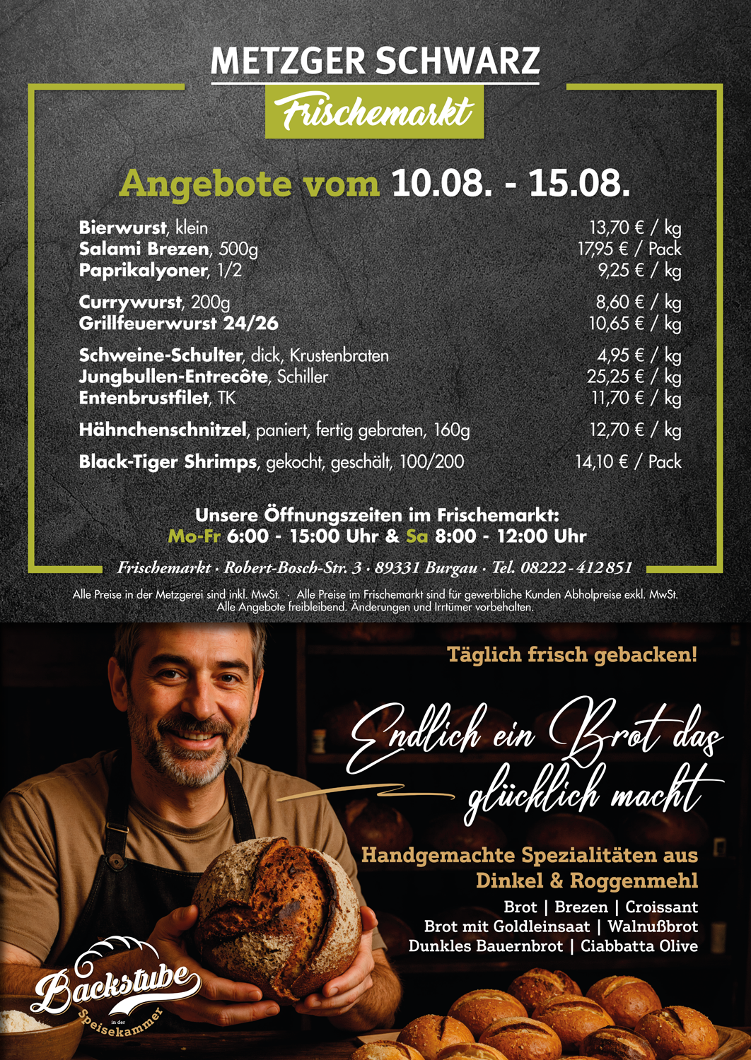 Unsere Wochenangebote für die Speisekammer vom 10.08.2026 - 15.08.2026