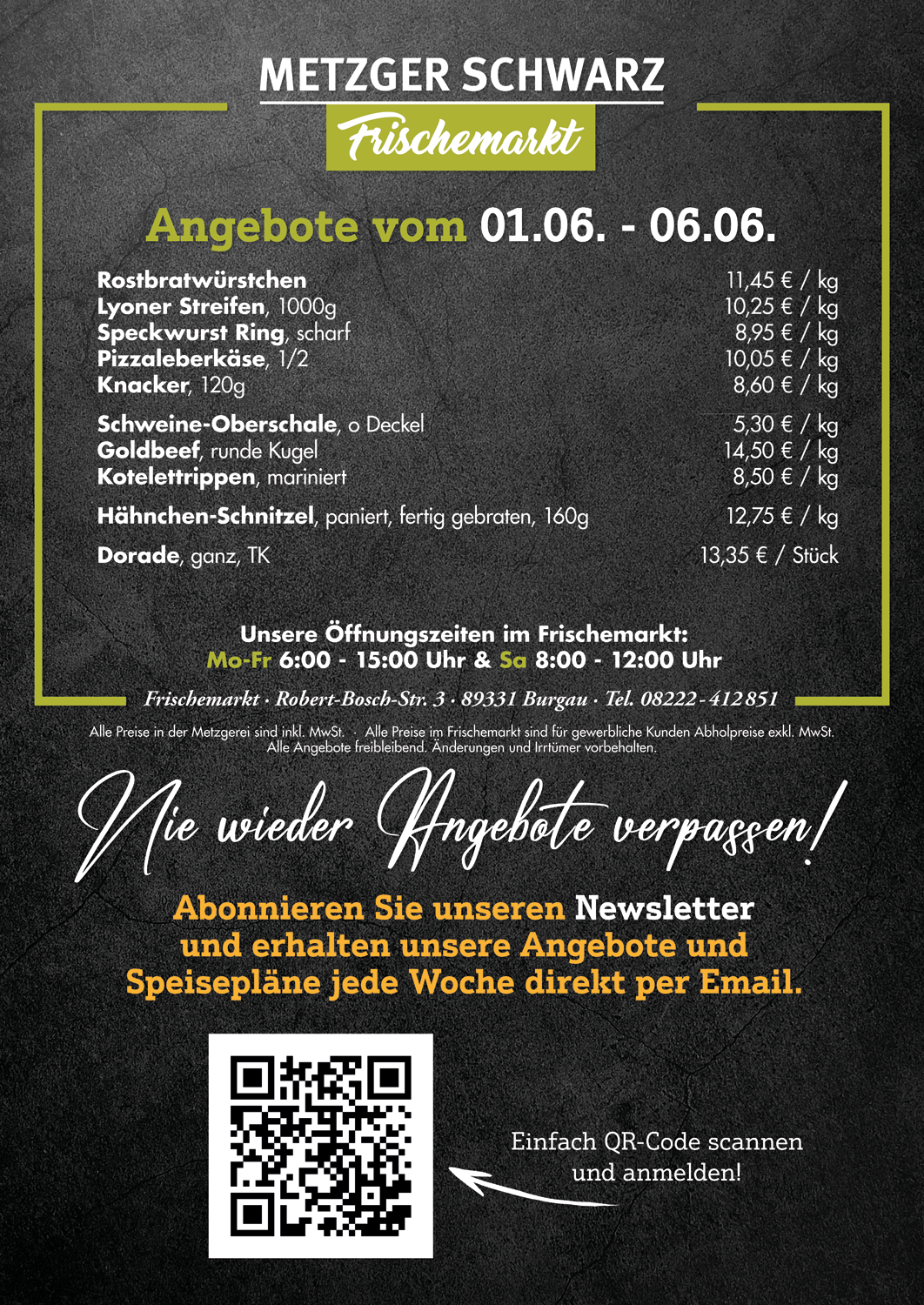 Unsere Wochenangebote für die Speisekammer vom 01.06.2026 - 06.06.2026