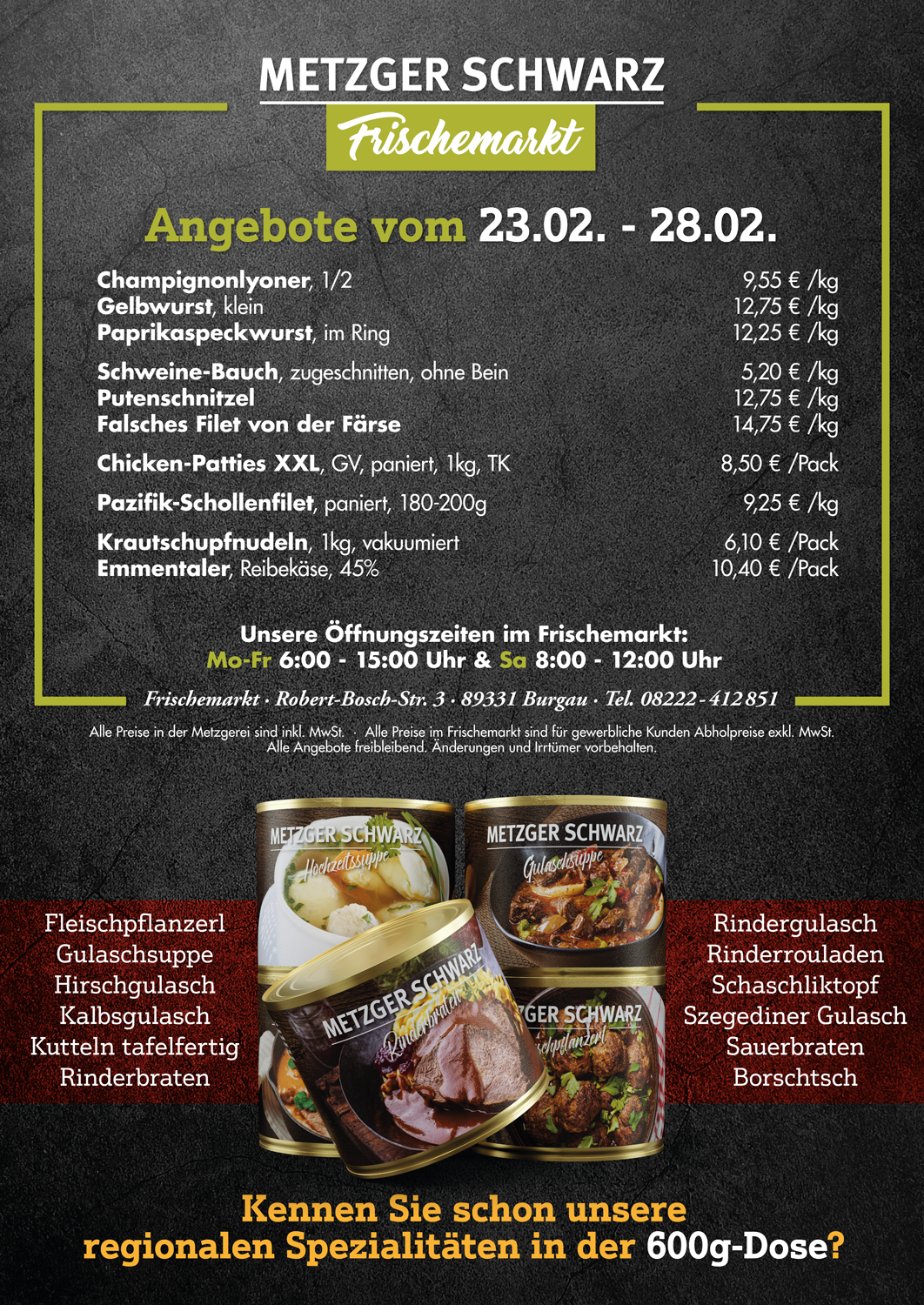 Unsere Wochenangebote für die Speisekammer vom 23.02.2026 - 28.02.2026