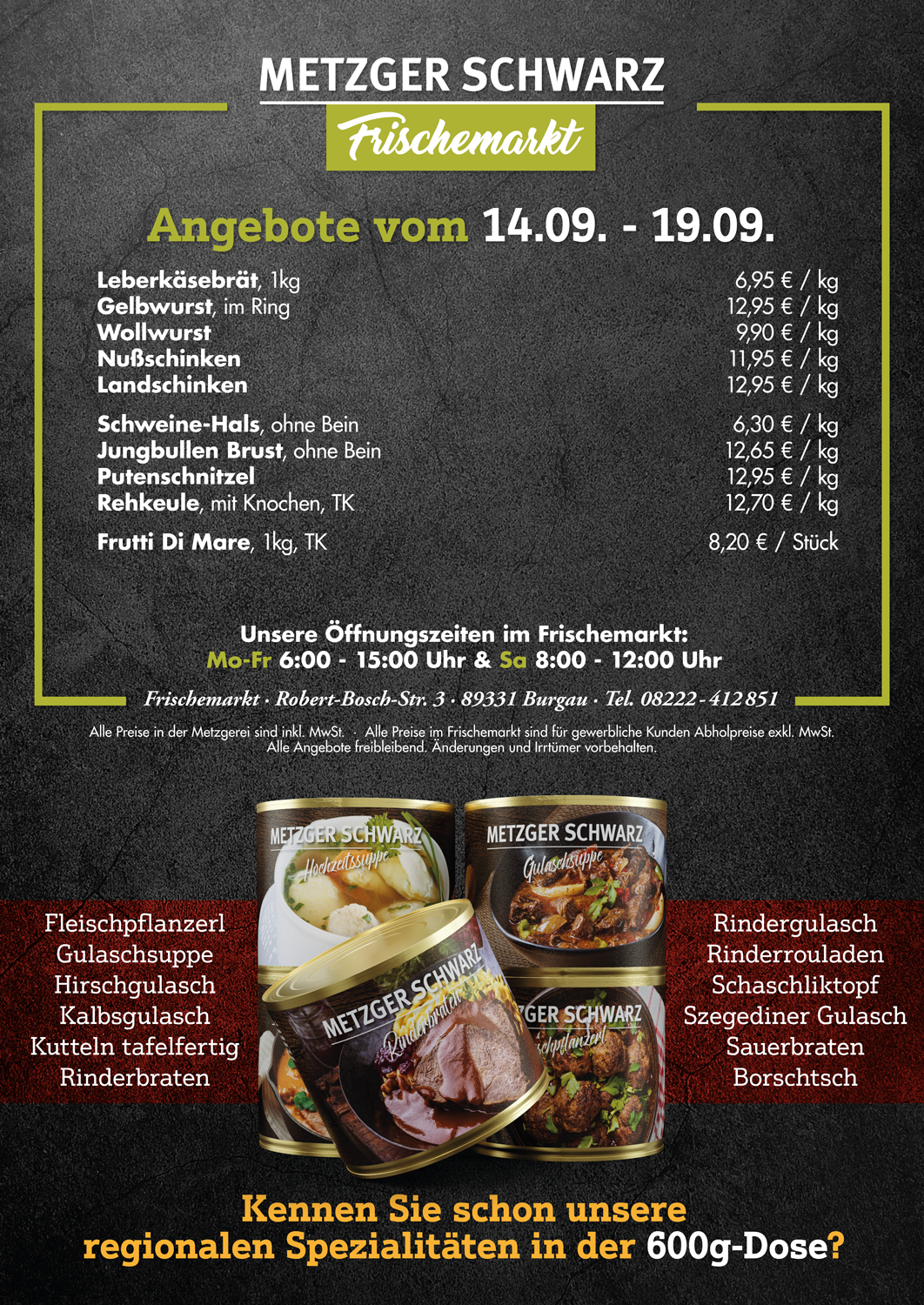 Unsere Wochenangebote für die Speisekammer vom 14.09.2026 - 19.09.2026